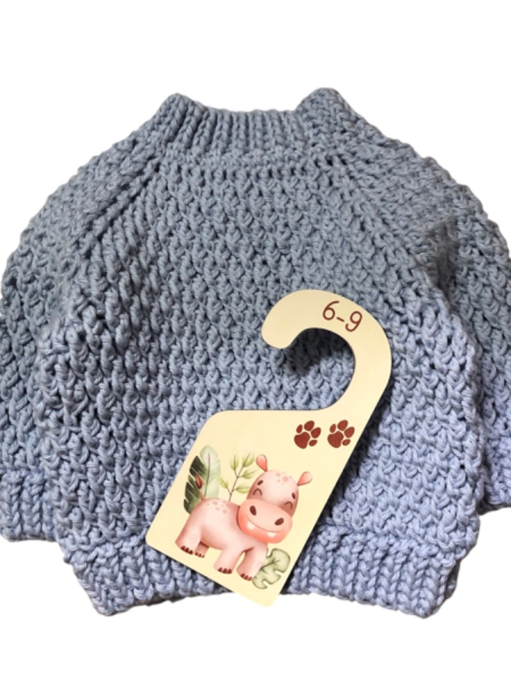 Baby Crochet Blue CrewNeck Pullover Sweater 6-9 Months